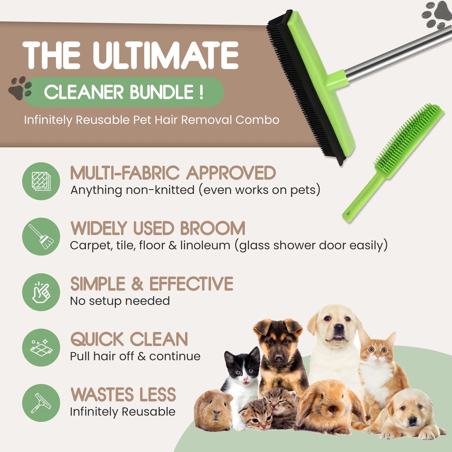 FurSweep™ Pet Hair Rubber Broom