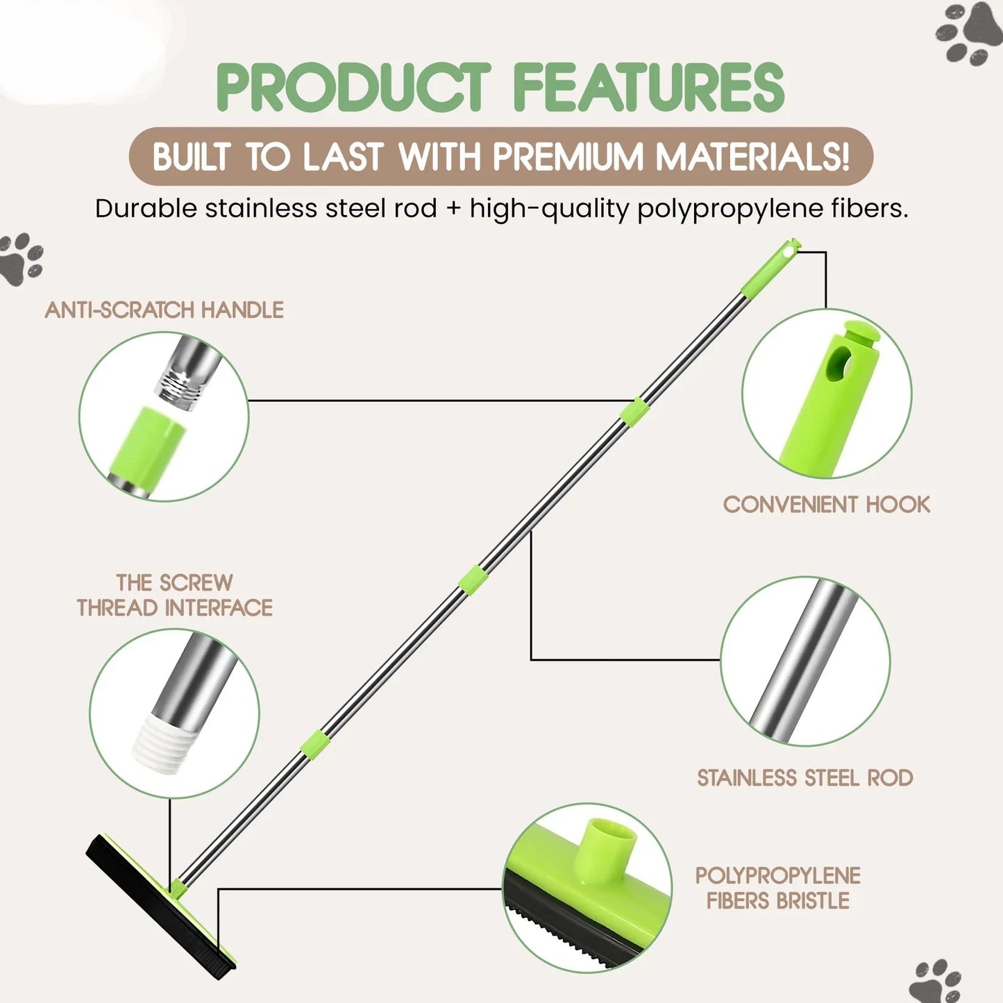 FurSweep™ Pet Hair Rubber Broom