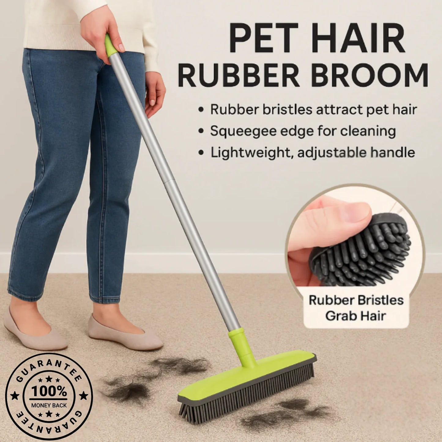 FurSweep™ Pet Hair Rubber Broom